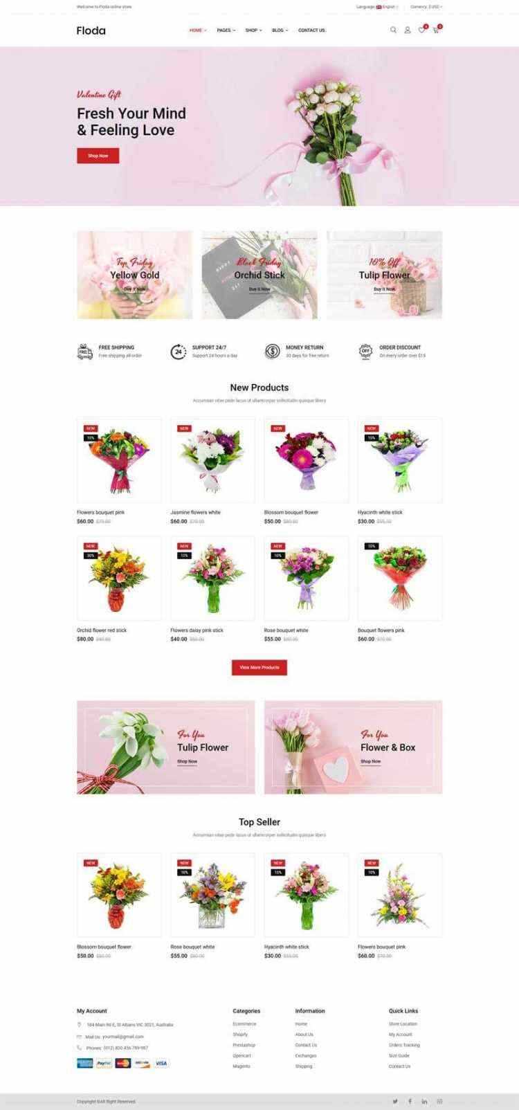 Bootstrap红色精美响应式鲜花花店电商网站 - 项目资源网 - 项目资源网