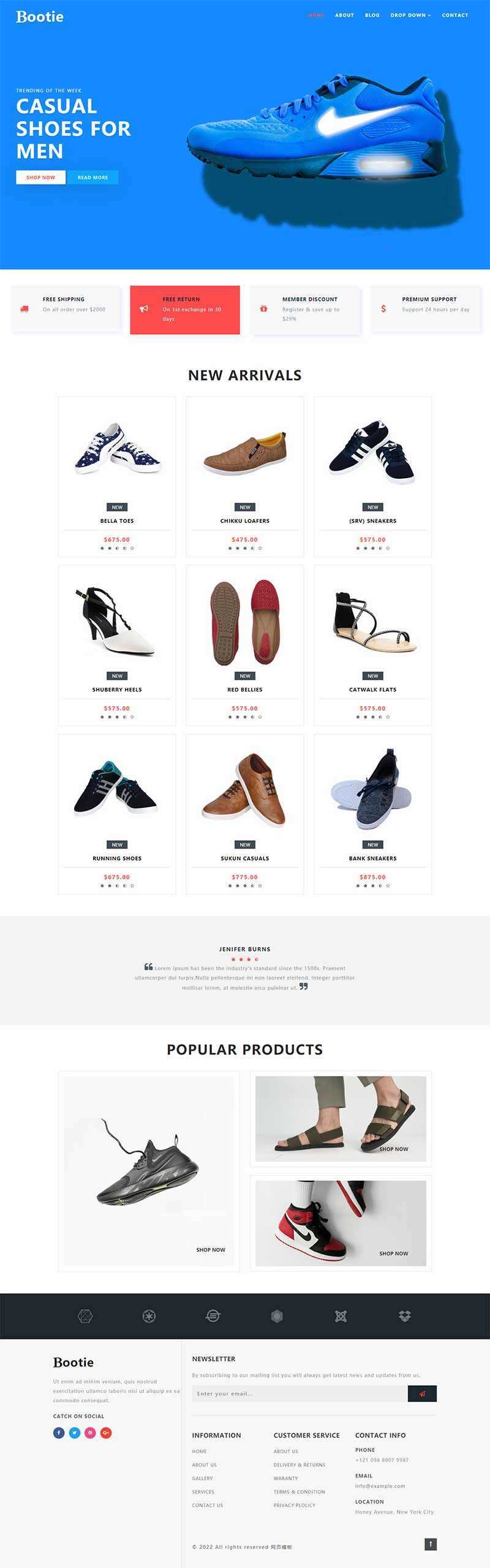简洁大气的鞋子商城Bootstrap响应式网页模板 - 项目资源网 - 项目资源网