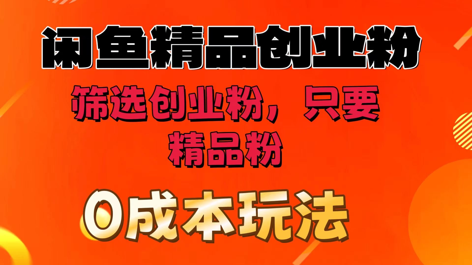 闲鱼筛选精品创业粉，无成本玩法，只引精品粉 - 项目资源网 - 项目资源网