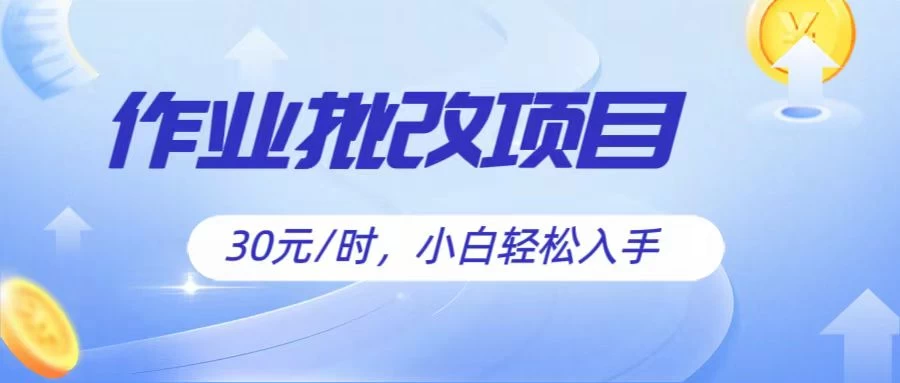 作业批改项目30元/时，小白轻松入手，非常的简单 - 项目资源网 - 项目资源网