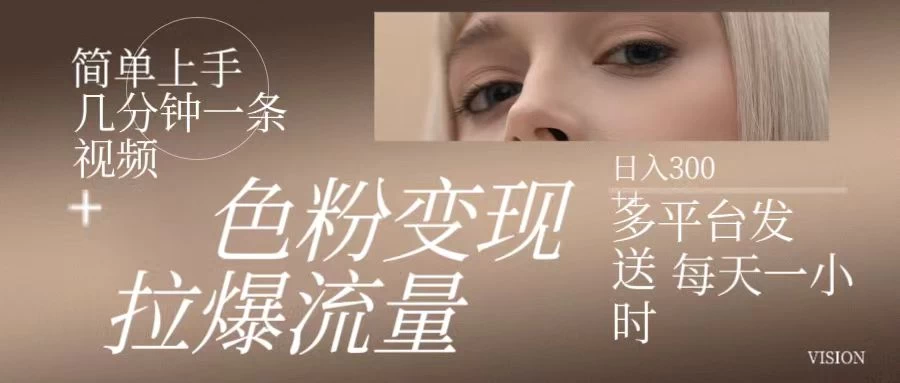 色粉变现，拉爆流量，简单上手几分钟一条视频，多平台发送每天一小时，日入300+ - 项目资源网 - 项目资源网