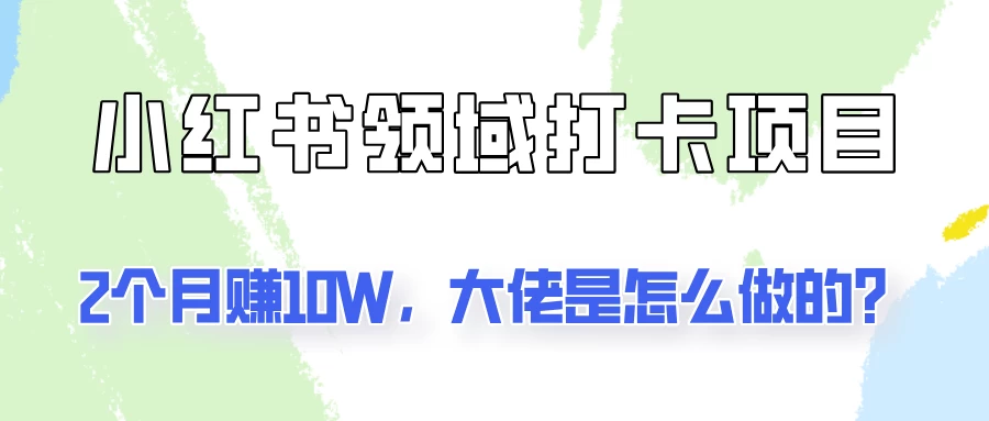通过小红书领域打卡项目2个月赚10W，大佬是怎么做的？ - 项目资源网 - 项目资源网