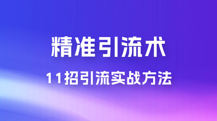 精准引流术：11 招引流实战方法，让你私域流量加到爆（共 11 课） - 项目资源网 - 项目资源网