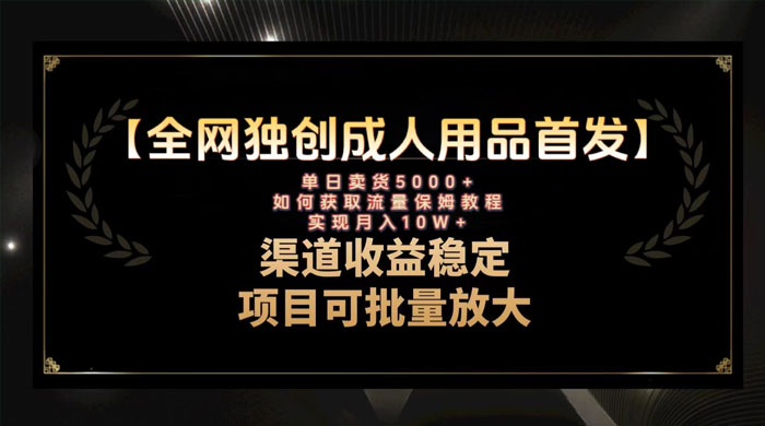 最新全网独创首发，成人用品赛道引流获客，单日卖货 5000+，月入 10w 保姆级教程 - 项目资源网 - 项目资源网