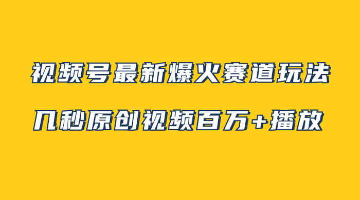 视频号最新爆火赛道玩法，几秒视频可达百万播放，小白即可操作（附素材） - 项目资源网 - 项目资源网