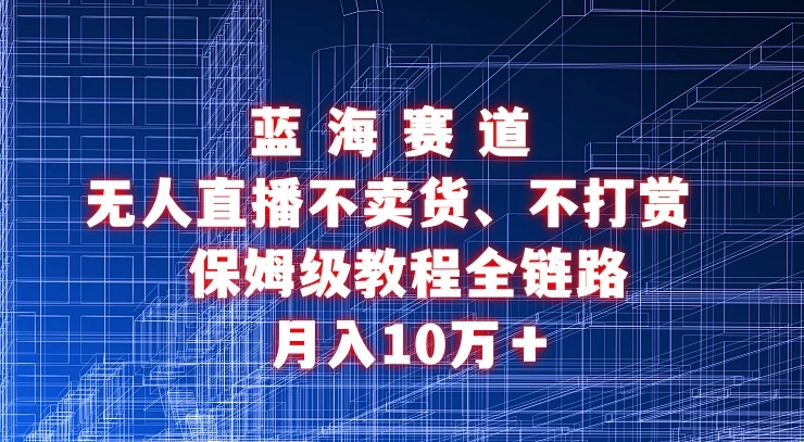 无人直播不卖货、不打赏保姆级教程全链路 月入10万＋ - 项目资源网 - 项目资源网