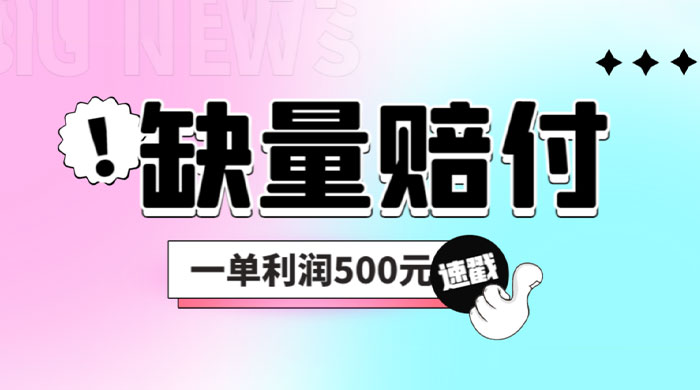 最新多平台缺量赔付玩法：简单操作一单利润 5 张 - 项目资源网 - 项目资源网
