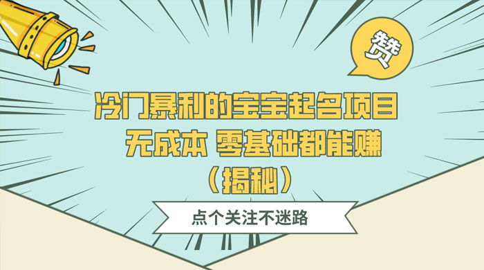 冷门暴利的宝宝起名项目 ，无成本零基础都能赚（揭秘） - 项目资源网 - 项目资源网