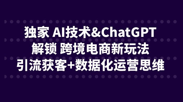 独家 AI 技术 ChatGPT 解锁跨境电商新玩法：引流获客 + 数据化运营思维 - 项目资源网 - 项目资源网
