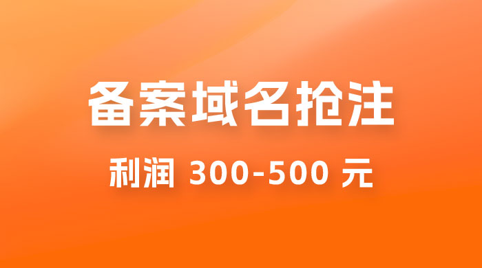 仅揭秘：备案域名抢注，一单利润 300-500 元，需求量大 - 项目资源网 - 项目资源网