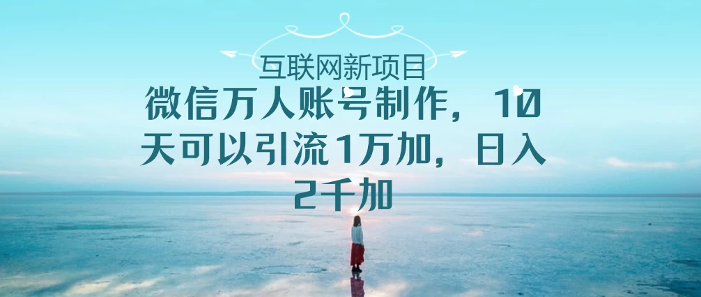 微信万人账号，10天可以引流1W+ 日入2千+ - 项目资源网 - 项目资源网