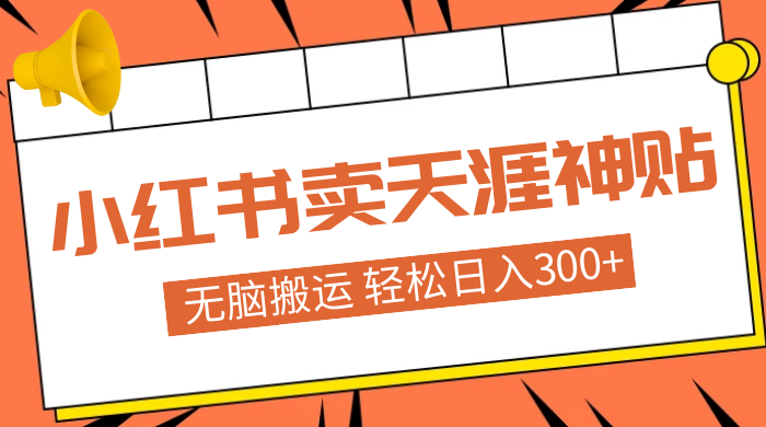 蓝海项目，小红书卖天涯神贴，无脑搬运，一部手机轻松日入300+ - 项目资源网 - 项目资源网