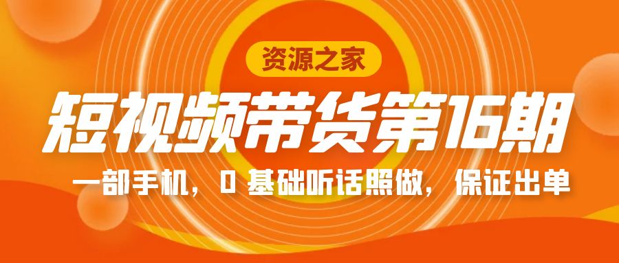 短视频带货第 16 期：一部手机，0 基础听话照做，保证出单完整版「赠 5 - 15 期」 - 项目资源网 - 项目资源网