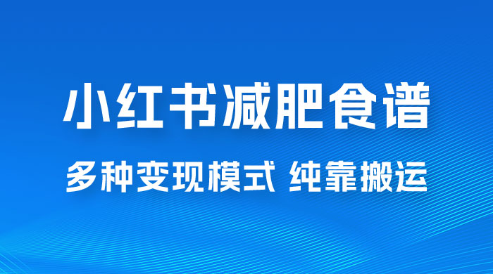 小红书减肥食谱赛道，多种变现模式作品纯靠搬运，轻松日入 1000+ - 项目资源网 - 项目资源网