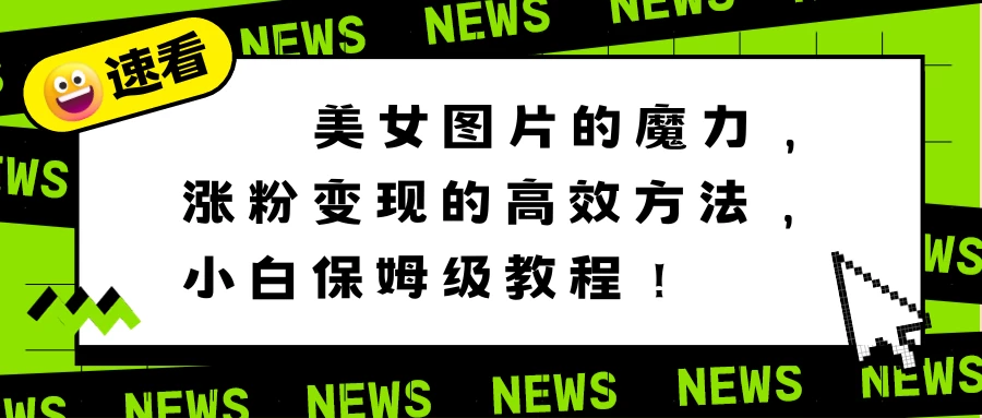 美女图片的魔力，涨粉变现的高效方法，小白保姆级教程！ - 项目资源网 - 项目资源网