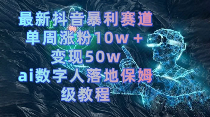 最新抖音暴利赛道，单周涨粉 10w+ 变现 50w 的 AI 数字人落地保姆级教程 - 项目资源网 - 项目资源网