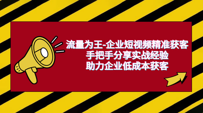流量为王 · 企业短视频精准获客：手把手分享实战经验，助力企业低成本获客 - 项目资源网 - 项目资源网