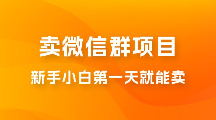最新卖微信群项目玩法拆解：新手小白第一天就能卖，日入 300+ - 项目资源网 - 项目资源网