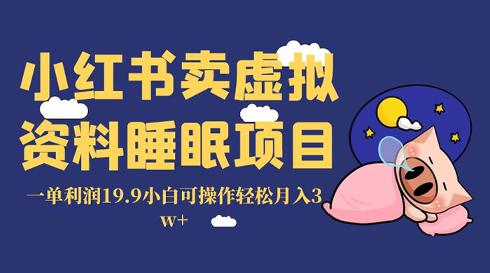 小红书卖虚拟资料睡眠项目，一单利润 19.9 小白可操作轻松月入 3w+ - 项目资源网 - 项目资源网