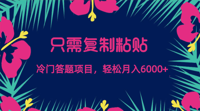 只需复制粘贴，冷门答题项目，轻松月入 6000 - 项目资源网 - 项目资源网