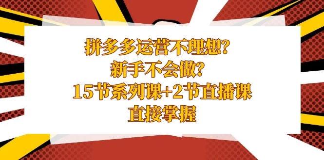 拼多多运营不理想？新手不会做？​15 节系列课+ 2 节直播课，直接掌握 - 项目资源网 - 项目资源网