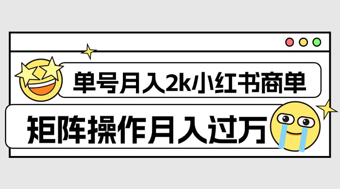 外面收费 1980 的小红书商单保姆级教程，单号月入 2k，矩阵操作轻松月入过万 - 项目资源网 - 项目资源网