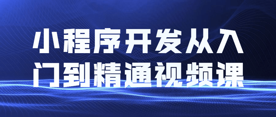 小程序开发从入门到精通视频教程课程 - 项目资源网 - 项目资源网