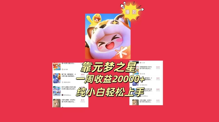 新风口，靠元梦之星一周收益 20000，纯小白轻松上手 - 项目资源网 - 项目资源网