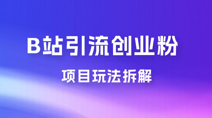 B 站引流日引流 100+ 创业粉项目拆解超简单 2 分钟上手 - 项目资源网 - 项目资源网