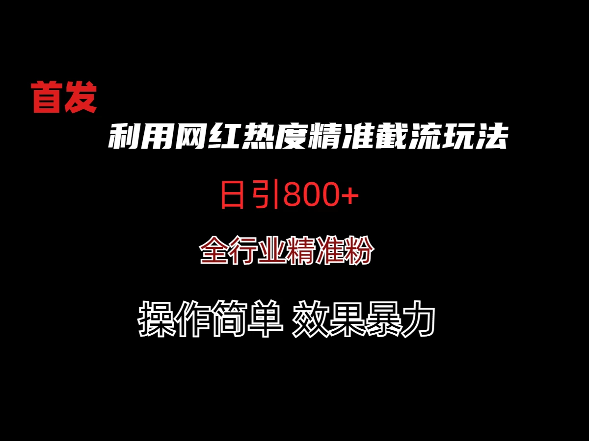 利用网红热度精准截流玩法(当日进粉800+) - 项目资源网 - 项目资源网