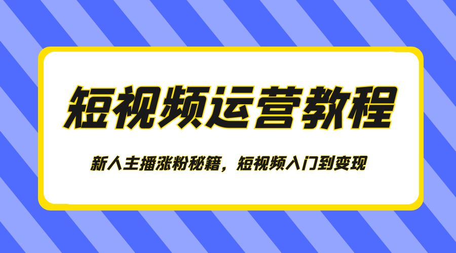 短视频运营教程：新人主播涨粉秘籍，短视频入门到变现 - 项目资源网 - 项目资源网