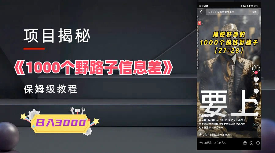 1000 个野路子信息差保姆式教程：单日变现 3000+ 的玩法解密 - 项目资源网 - 项目资源网