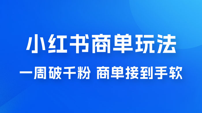 小红书商单蓝海玩法，一周破千粉，商单接到手软，一单 150-800 - 项目资源网 - 项目资源网